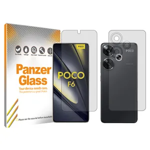 Panzer Glass Resistant model transparent screen protector suitable for Xiaomi Poco F6 mobile phone along with the back protector