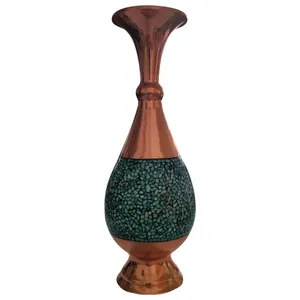 گلدان فیروزه کوبی مسی مدل صراحی کد 2
