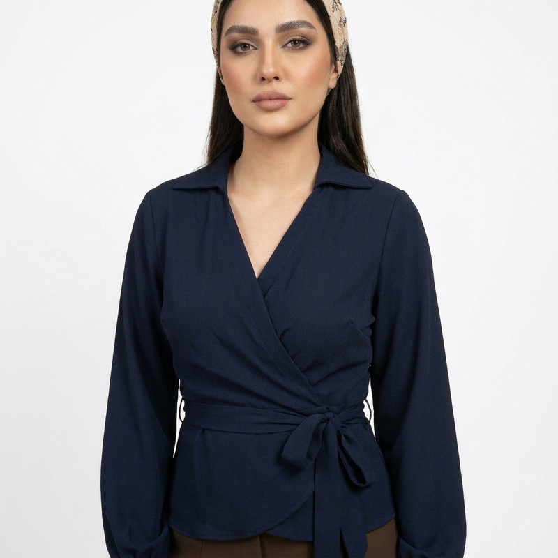 شومیز زنانه طرح ساده مدل چپ و راستی