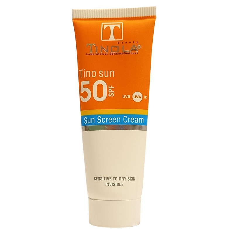 کرم ضد آفتاب بدون رنگ تینولا بیوتی SPF 50 مدل sensitive مناسب پوست های خشک حجم 40 میلی لیتر
