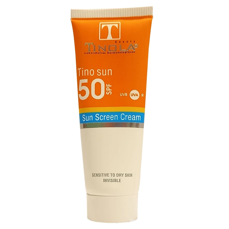 کرم ضد آفتاب بدون رنگ تینولا بیوتی SPF 50 مدل sensitive مناسب پوستهای خشک و حساس حجم 40 میلیلیتر