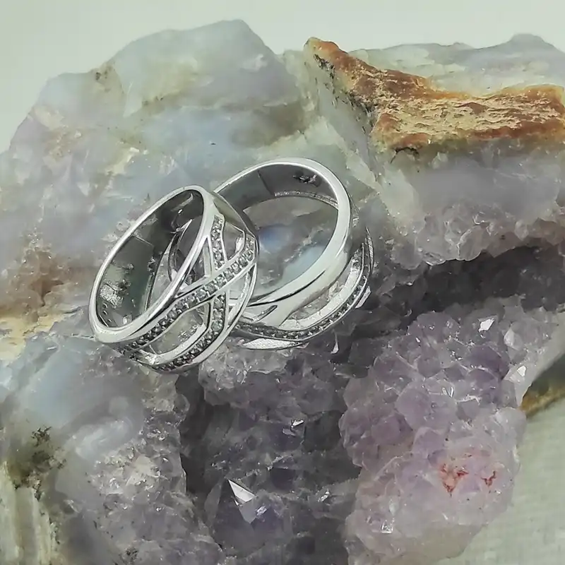 ست انگشتر نقره زنانه و مردانه سلین کالا مدل COD-7