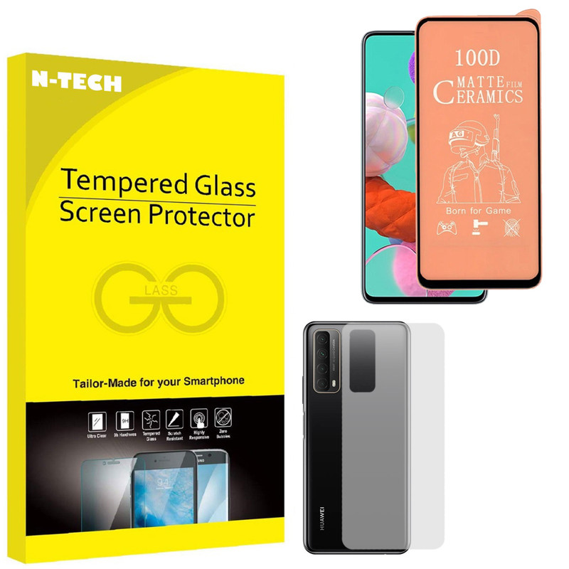  محافظ صفحه نمایش سرامیکی مات انتک مدل CRBKM-01 مناسب برای گوشی موبایل هوآوی Y7A به همراه محافظ پشت گوشی 