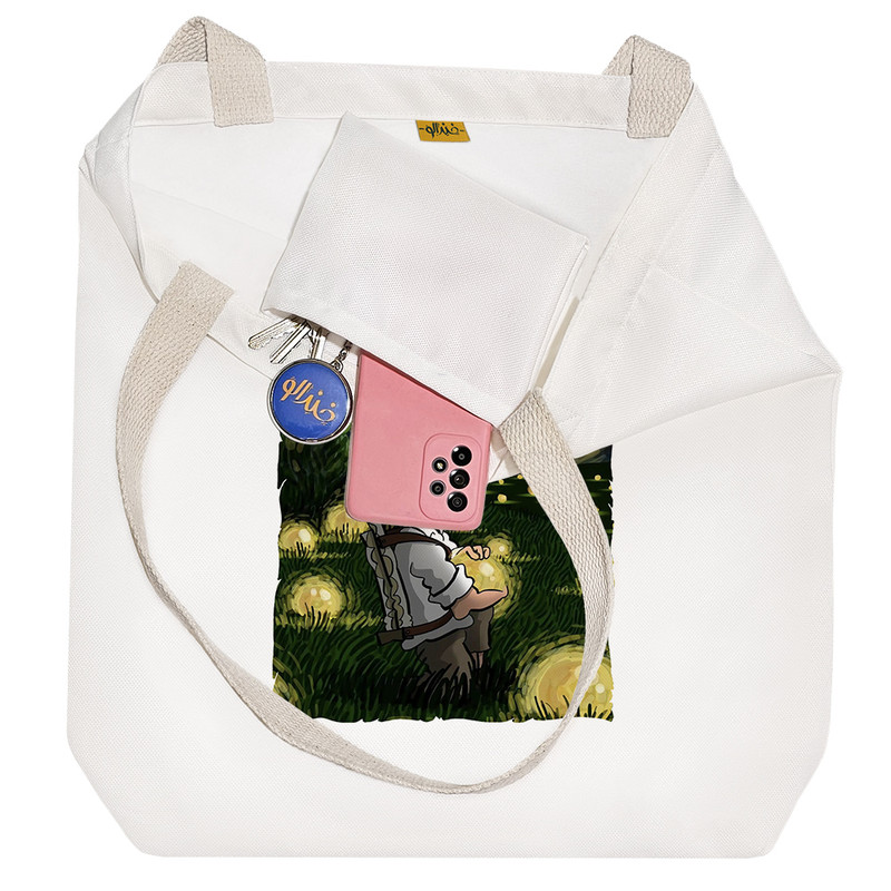 ساک خرید پارچه ای خندالو طرح شب پرستاره ونگوگ مدل توت بگ کد 7005