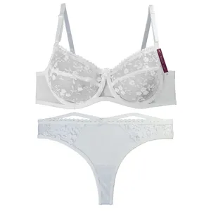 ست شورت و سوتین زنانه مدل توری گل برجسته