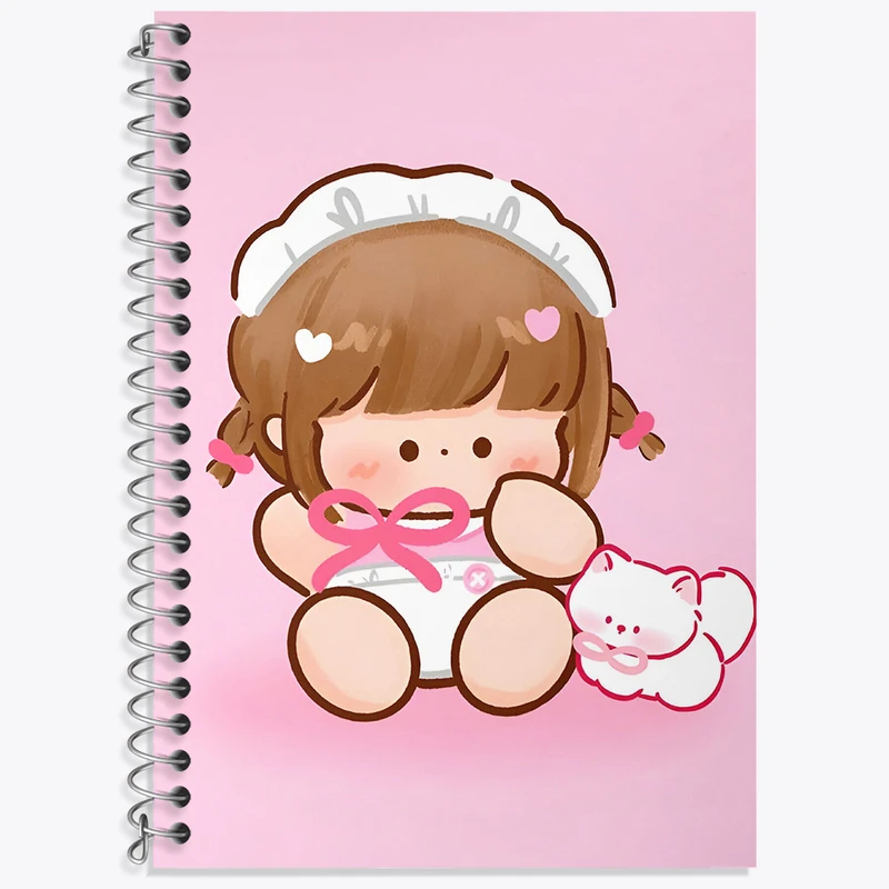 دفتر زبان 50 برگ خندالو مدل سه خط طرح دخترانه کیوت کد N3945