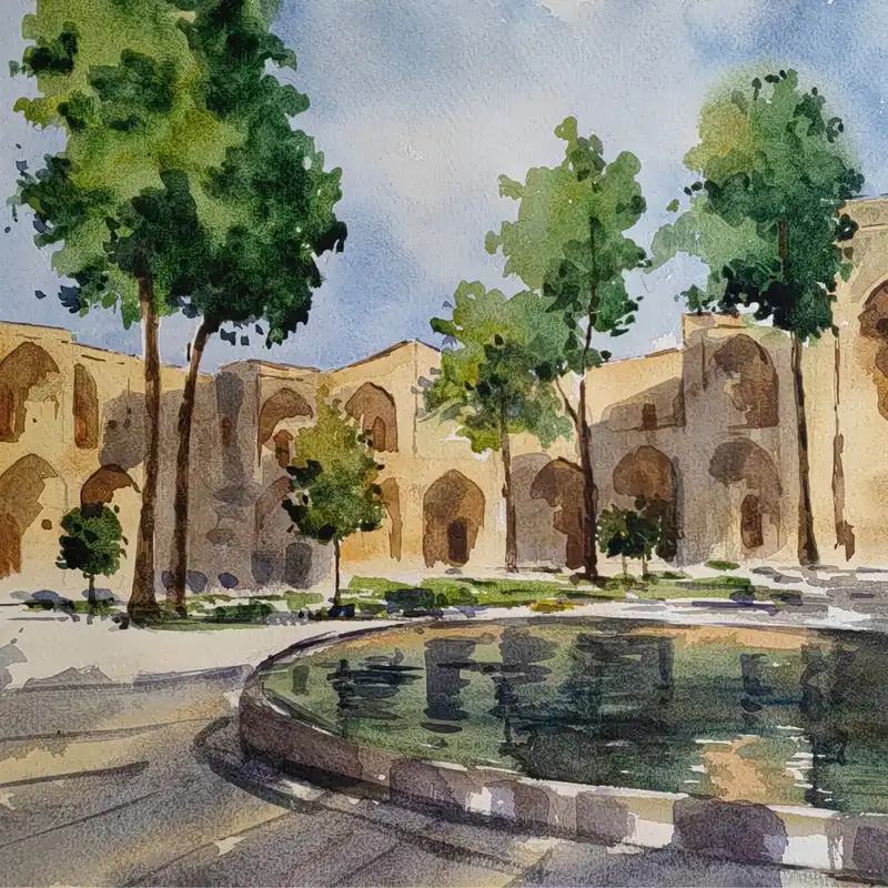 نقاشی آبرنگ طرح مسجد اصفهان کد 1035