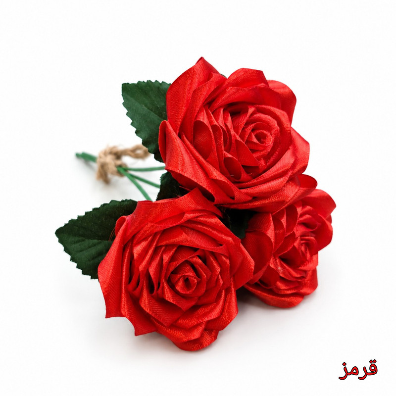 دسته گل مصنوعی مدل رز روبانی ۳ شاخه