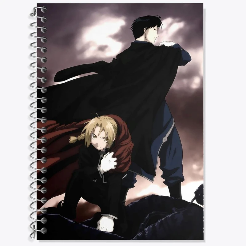 دفتر زبان 50 برگ خندالو مدل دو خط طرح ادوارد و موستانگ انیمه کیمیاگر تمام فلزی کد 12686