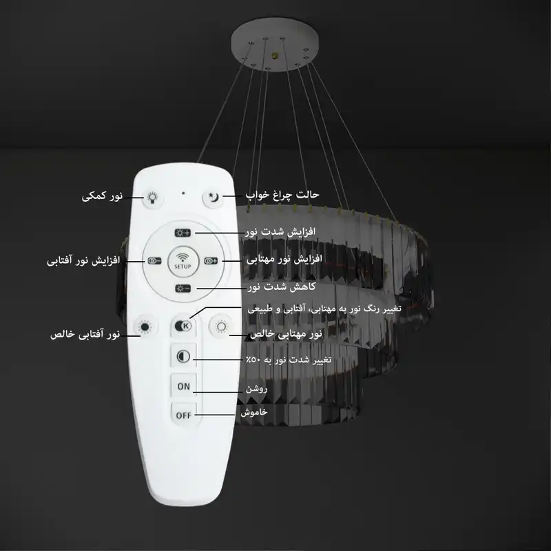 لوستر نورکیا مدل دو حلقه قندیلی کد 2R-55G