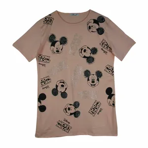 تی شرت آستین کوتاه زنانه مدل میکی موس رنگ گلبهی