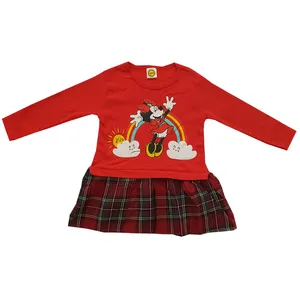 پیراهن دخترانه مدل مینی موس و رنگین کمان رنگ قرمز