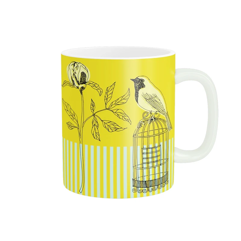 ماگ مدل انیمه ی پرنده و گل کد 1146