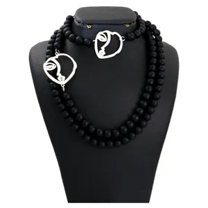 نیم ست نقره زنانه دلی جم طرح  چهره  کد D 421