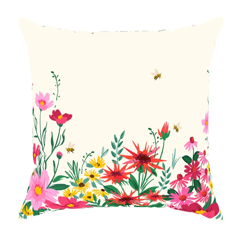 کاور کوسن مدل مخمل طرح گل آبرنگی کد 5240