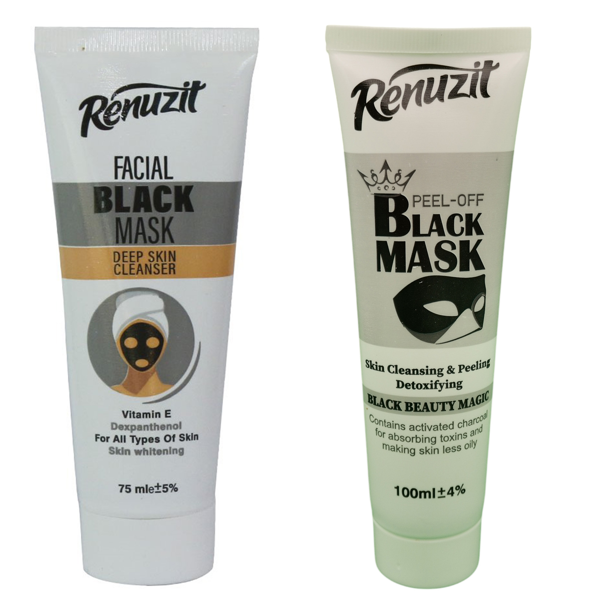 ماسک صورت رینوزیت مدل carbon active حجم 100 میلی لیتر به همراه ماسک صورت رینوزیت مدل Deep حجم 75 میلی لیتر