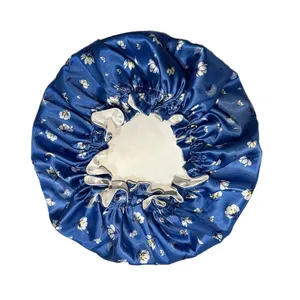 کلاه زنانه مدل ساتن ابریشم طرح گل نیلوفر