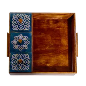سینی چوبی پذیرایی مدل درب دار کد 008