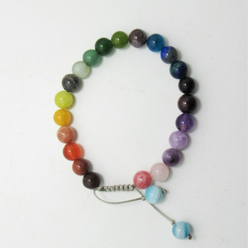 دستبند مدل یک ردیفه هفت چاکرا سنگ آتنا