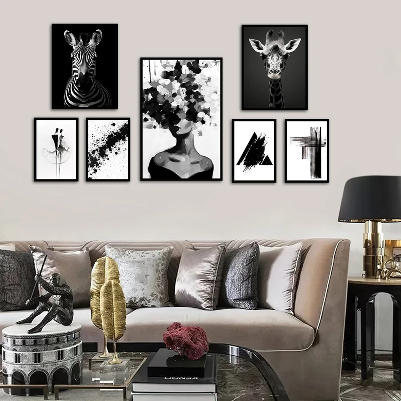 تابلو بکلیت طرح نقاشی سبک کوبیسم و حیات وحش مدل B-2993 مجموعه 7 عددی