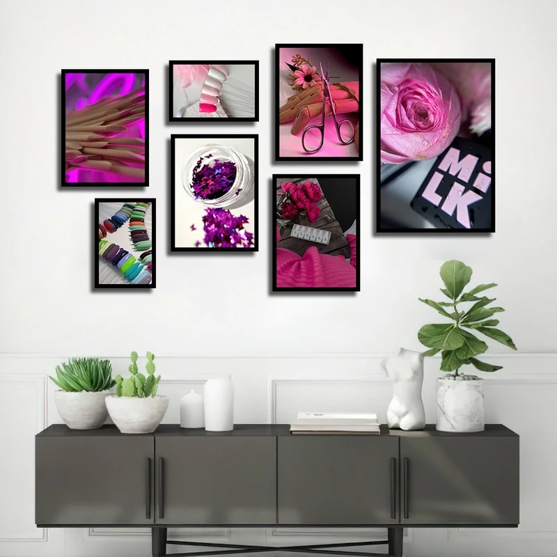 تابلو بکلیت طرح سالن زیبایی و کاشت ناخن مدل B-2860 مجموعه 7 عددی