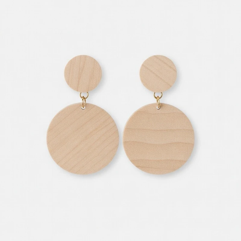 گوشواره آویز زنانه مدل طرح چوب گرد