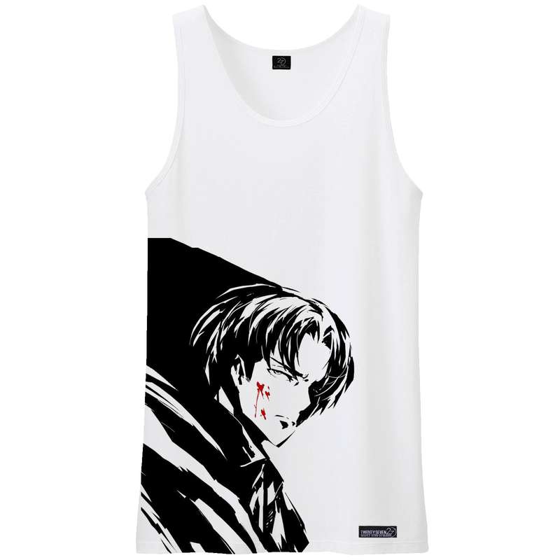 تاپ مردانه 27 مدل Levi Attack on titan کد KV07 رنگ سفید