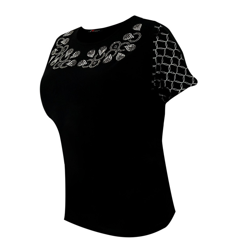 بلوز آستین کوتاه زنانه مدل گل اشکی