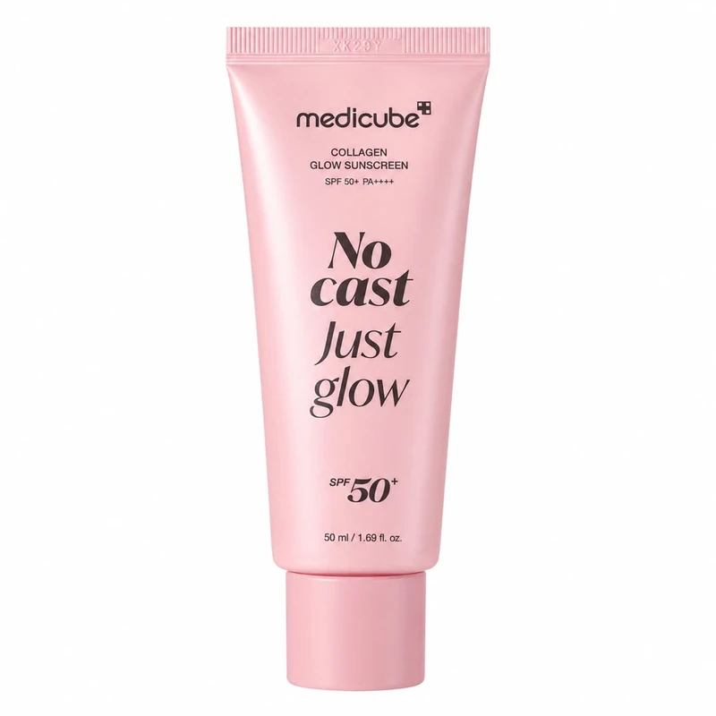 کرم ضد آفتاب بدون رنگ دست و صورت مدیکیوب spf50 مدل NO Cast Just Glow محافظ در برابر UVA،UVB مناسب برای انواع پوست حجم 50 میلی لیتر