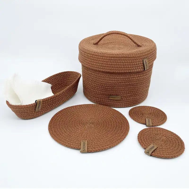 ست صبحانه خوری بافتنی آرینوس مدل قیطان کد RB100 مجموعه 5 عددی