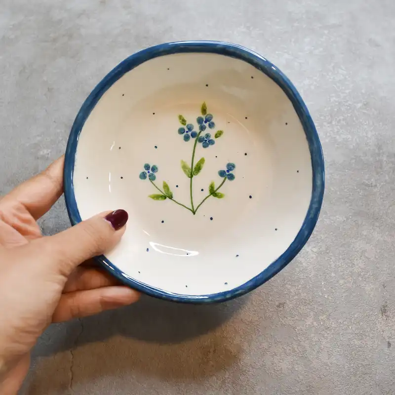 ست 4 تکه بشقاب و پیاله سرامیکی طرح گل