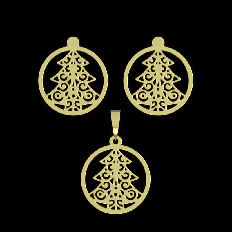نیم ست طلا 18 عیار زنانه مدوپد مدل درخت کریسمس کد NA11371