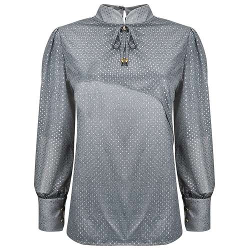 بلوز آستین بلند زنانه مدل مجلسی یقه ایستاده کد AS1317 رنگ طوسی