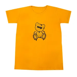 تی شرت آستین کوتاه زنانه مدل خرسی رنگ زرد