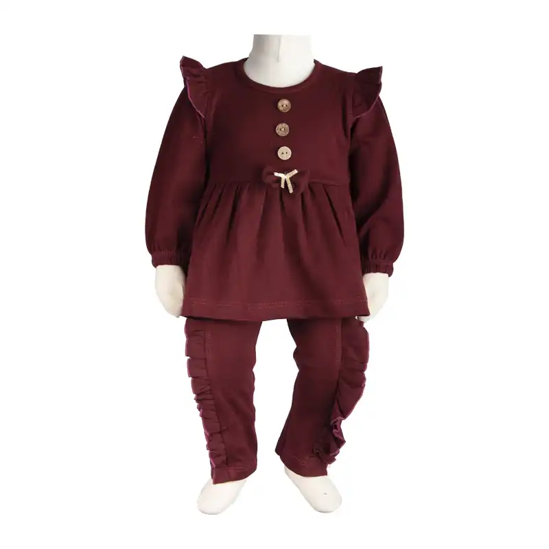 ست تونیک و شلوار نوزادی  مدل چیندار کد 119861