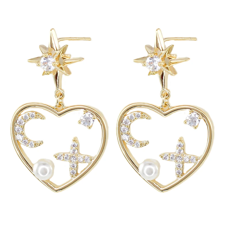 گوشواره آویز زنانه زودیکا مدل ماه و ستاره کد AAC1453