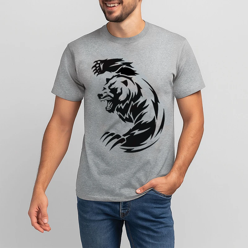 تیشرت آستین کوتاه مردانه طرح خرس خشن کد F32