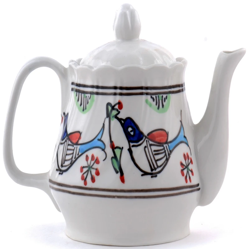 قوری پیچ چینی میبد مروارید مدل مرغی رنگی