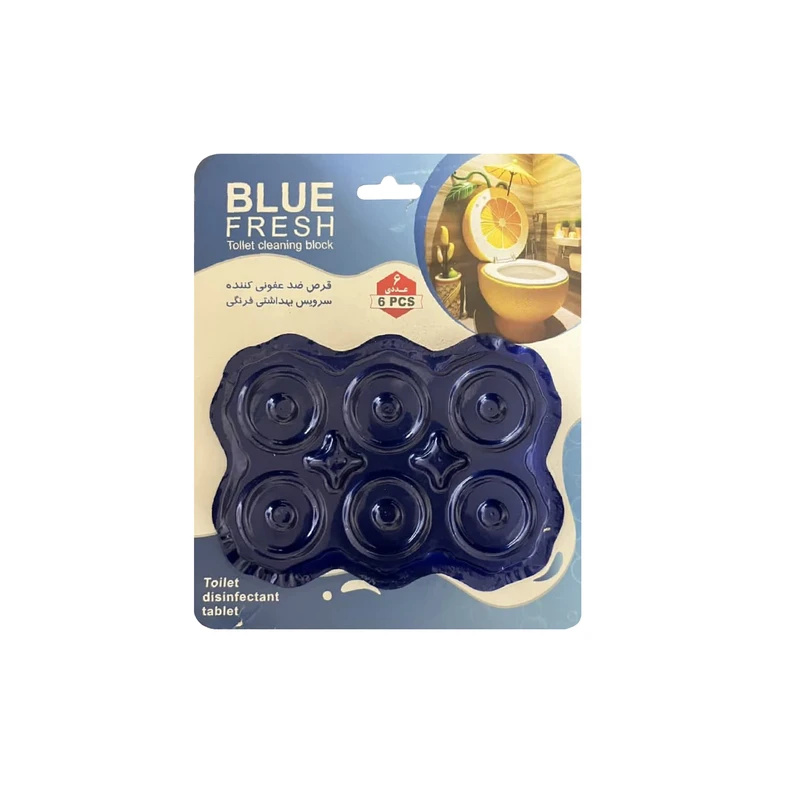 قرص ضدعفونی کننده توالت فرنگی مدل blue fresh بسته 6 عددی