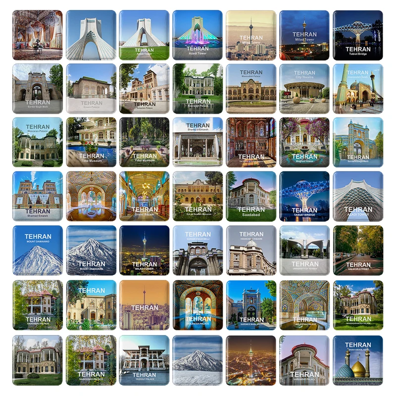 مگنت خندالو طرح تهران (Tehran) مدل مربعی کد 181 مجموعه 49 عددی