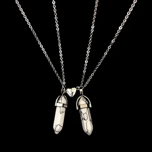 گردنبند مدل مگنتی طرح سنگی ماربل مجموعه 2 عددی 