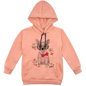 هودی دخترانه مدل سگ عینکی F120  رنگ گلبهی