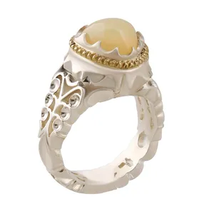 انگشتر نقره مردانه بازرگانی میلادی مدل رکاب دست ساز سنگ اوپال کد AM_2820