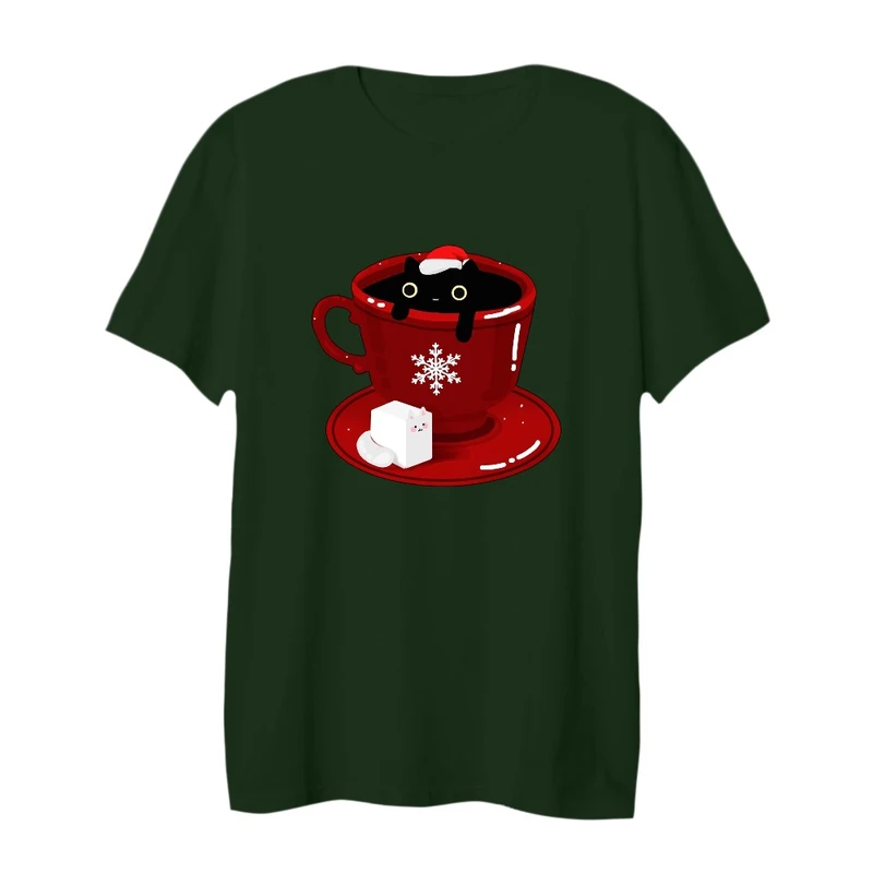 تی شرت لانگ زنانه مدل گربه و فنجان