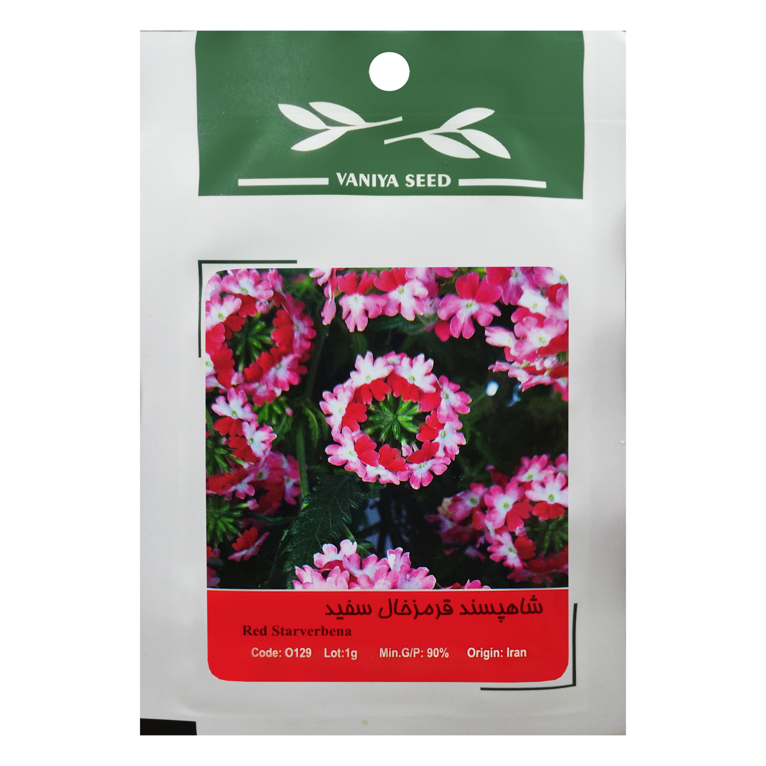 بذر گل شاهپسند قرمز خال سفید وانیا سید مدل O129