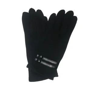 دستکش زنانه مدل دو خطه رنگ مشکی