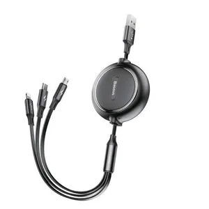 كابل تبديل USB به USB-C/microUSB/لايتنينگ باسئوس مدل CAMLT-BYG1 طول 1.2 متر