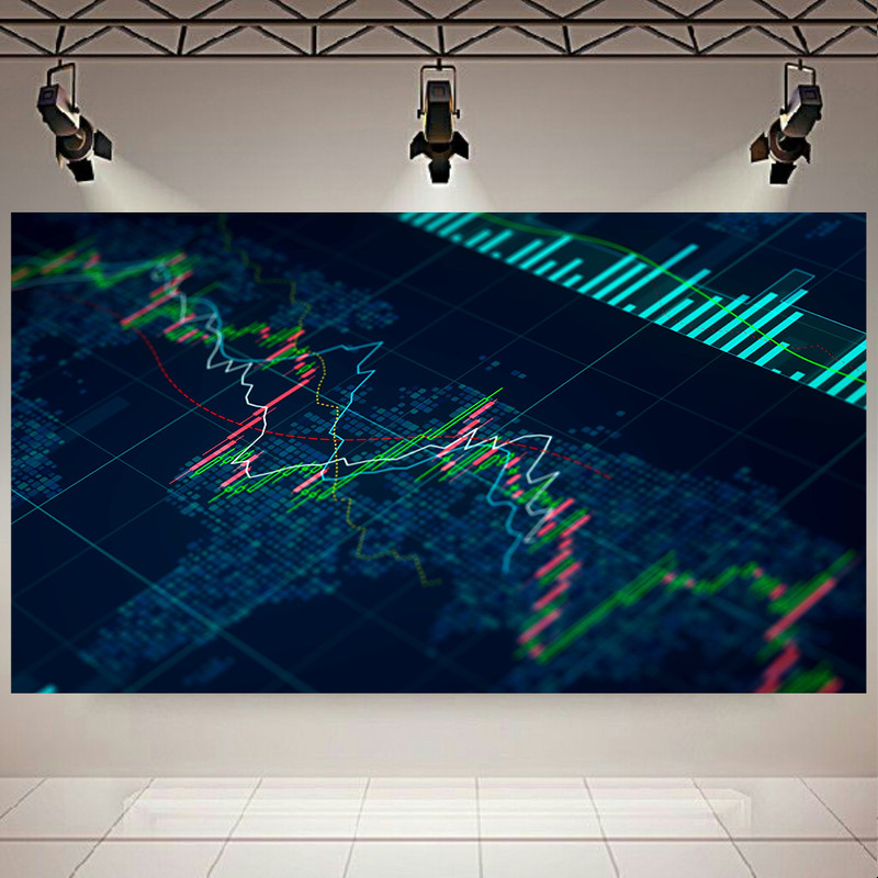 پوستر پارچه ای طرح تریدر مدل نمودارهای خطی و کندل ها کد AR30576