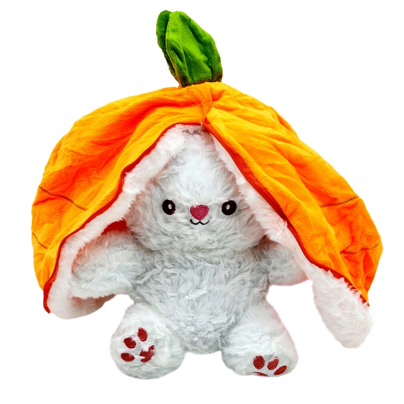 عروسک ناب سل پولیشی مدل خرگوش سوپرایزی لباس هویجی ارتفاع 25 سانتی متر