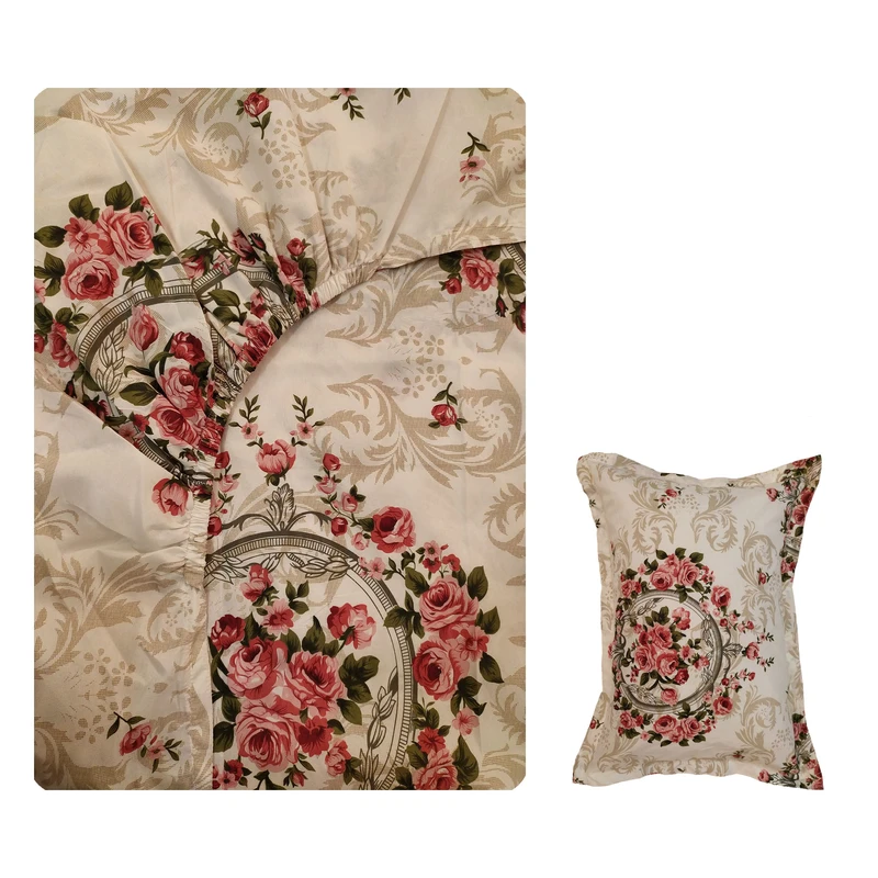 سرویس ملحفه پانیذ پود مدل رز کد A102 یک نفره 2 تکه